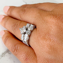 Load image into Gallery viewer, 14k white gold princess cut natural diamond engagement ring and band side round and baguettes cut natural diamonds bridal wedding set 2.20ct
