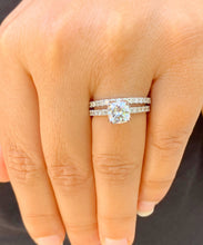 Load image into Gallery viewer, 14k White Gold Cushion Cut Forever One Moissanite and Diamond Engagement Ring And Band Bridal Wedding Halo Natural Diamonds 1.90ct
