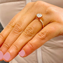 Load image into Gallery viewer, 1.20 Carat set in 14k solid rose gold round cut forever one moissanite engagement ring solitaire, bridal set, wedding, anniversary
