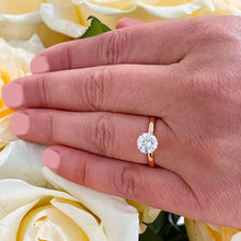 Load image into Gallery viewer, 1.20 Carat set in 14k solid rose gold round cut forever one moissanite engagement ring solitaire, bridal set, wedding, anniversary
