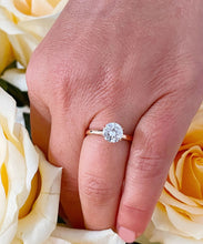 Load image into Gallery viewer, 1.20 Carat set in 14k solid rose gold round cut forever one moissanite engagement ring solitaire, bridal set, wedding, anniversary

