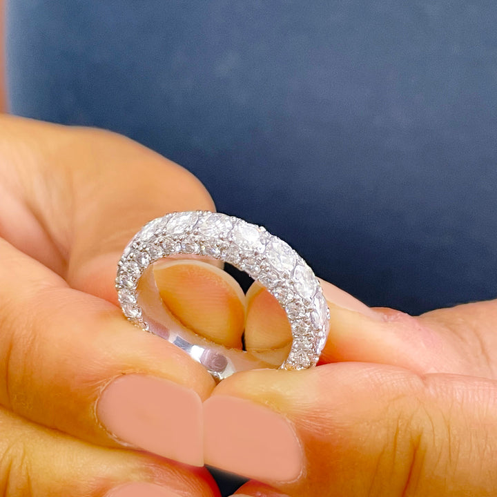 Round Moissanite Three Sided Eternity Band 14K White Gold 4.00 CTW