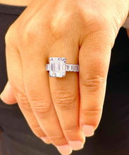 Load image into Gallery viewer, HUGE and heavy 14k solid white gold emerald cut moissanite engagement ring Bridal Wedding Propose 6.00ct Stunning!!
