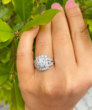 Load image into Gallery viewer, 14K Solid And Heavy White Gold Round Cut And Baguettes Cut Natural Diamond Engagement Ring Antique Style 2.50ctw
