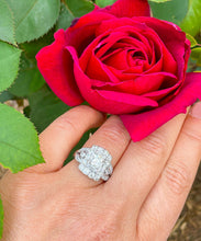 Load image into Gallery viewer, 14K Solid And Heavy White Gold Round Cut And Baguettes Cut Natural Diamond Engagement Ring Antique Style 2.50ctw
