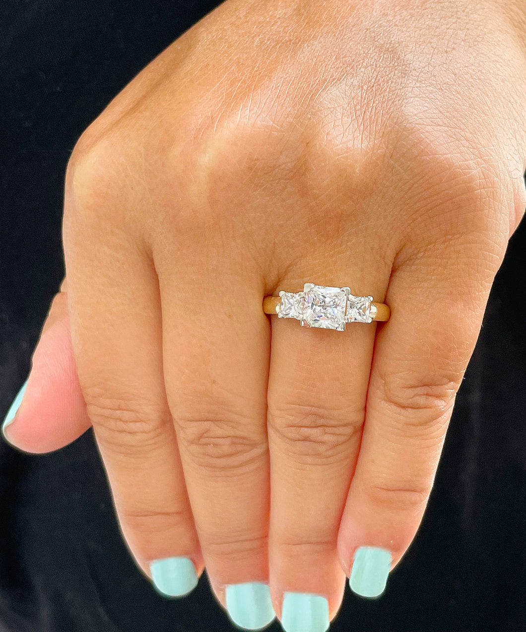 14k Solid Yellow Gold Princess Cut Natural Engagement Ring Wedding Bridal Anniversary 2.20ct