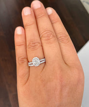 Load image into Gallery viewer, 14K White Gold Oval Cut Moissanite And Natural Diamond Engagement Ring And Band Set 1.80ctw
