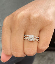 Load image into Gallery viewer, 1.25 Carat princess cut diamond engagement ring and band natural diamonds bridal wedding set halo 14k solid yellow gold
