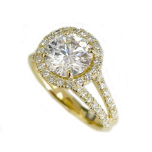 Load image into Gallery viewer, 14k Solid Yellow Gold Round Cut Natural Diamond Engagement Ring Halo 2.20ct
