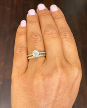 Load image into Gallery viewer, 14k solid yellow gold round cut moissanite and natural diamond engagement ring and band 1.50ct
