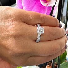 Load image into Gallery viewer, 14k Solid White Gold Round Cut Moissanite And Natural Round Cut Diamonds Engagement Ring Bridal Eternity Prong Set 4.00ctw
