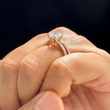 Load image into Gallery viewer, 14k Rose Gold Princess Cut Moissanite and Natural Diamond Engagement Ring And Band Wedding, Anniversary Bridal 2.10ct
