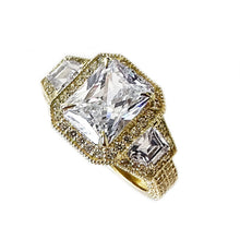 Load image into Gallery viewer, GIA Certified 14k Solid Yellow Gold Radiant Cut And Round And Trapezoids Cut Diamonds Engagement Ring 3.50ctw F-VS2
