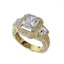 Load image into Gallery viewer, GIA Certified 14k Solid Yellow Gold Radiant Cut And Round And Trapezoids Cut Diamonds Engagement Ring 3.50ctw F-VS2
