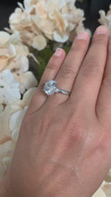 Load and play video in Gallery viewer, Large FIVE Carat set in 14k solid white gold round cut moissanite engagement ring solitaire, bridal set, wedding, anniversary
