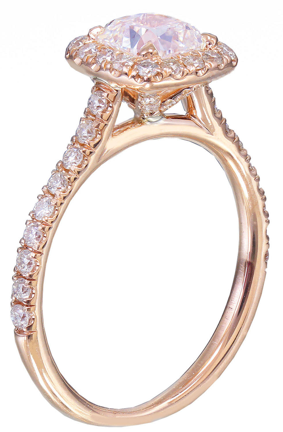 14k rose gold cushion cut moissanite and diamond engagement ring deco halo Wedding Bridal Anniversary Natural Diamonds 1.80ct