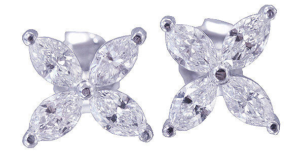 14k white gold marquise cut diamonds earrings prong set Bridal Wedding Anniversary Natural Diamonds 1.60ctw