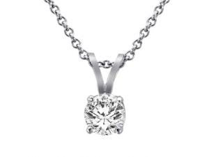 14k white gold 0.25ct round cut diamond prong set solitaire necklace and chain