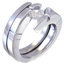Load image into Gallery viewer, 14k white gold princess cut diamond engagement ring and band tension set 0.50ctw
