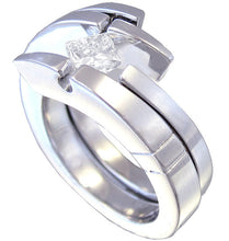 Load image into Gallery viewer, 14k white gold princess cut diamond engagement ring and band tension set 0.50ctw
