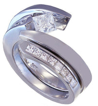 Load image into Gallery viewer, 14k white gold princess diamond engagement ring band tension 1.25ct g-vs2 egl us
