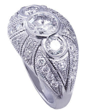 Load image into Gallery viewer, 14k white gold round cut diamond engagement ring bezel set art deco 1.75ctw
