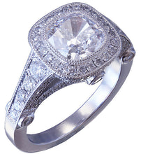 Load image into Gallery viewer, 18k white gold cushion cut diamond engagement ring bezel set 2.40ct h-vs2 egl us
