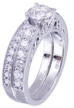 Load image into Gallery viewer, 14k White Gold Round Cut Diamond Engagement Ring And Band 1.45ctw H-VS2 EGL USA
